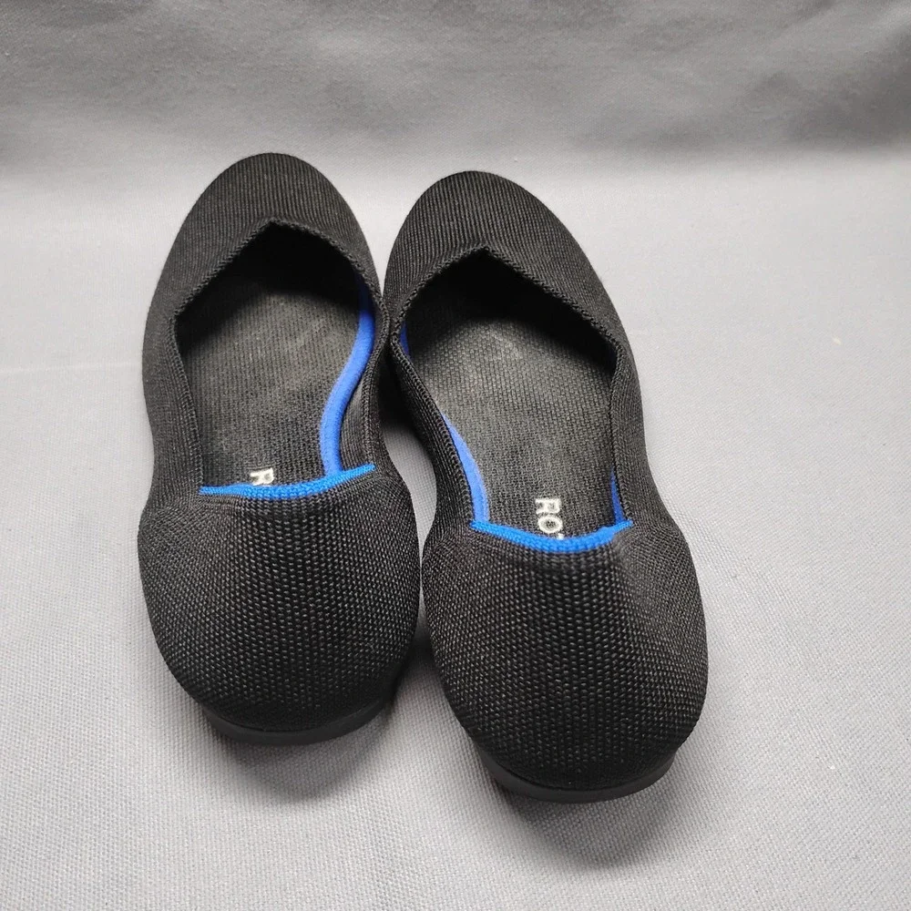 Rothys The Point Black Solid Knit Pointed Toe Flats Shoes Womens Size 8